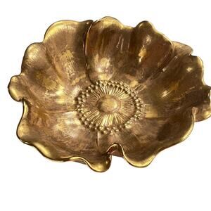 Stangl Granada Gold 9" Flower Bowl 3410-9 22kt Hand Painted Vintage USA